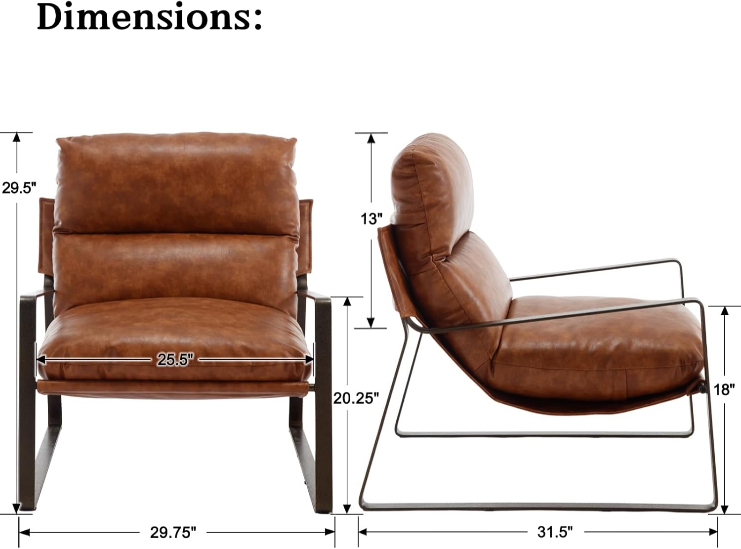 DUOMAY Mid-Century Accent Chairs Set of 2, Comfy PU Leather Leisure Chairs Lazy Chairs with Brozen