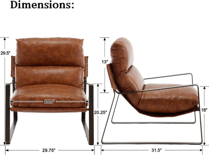 DUOMAY Mid-Century Accent Chairs Set of 2, Comfy PU Leather Leisure Chairs Lazy Chairs with Brozen