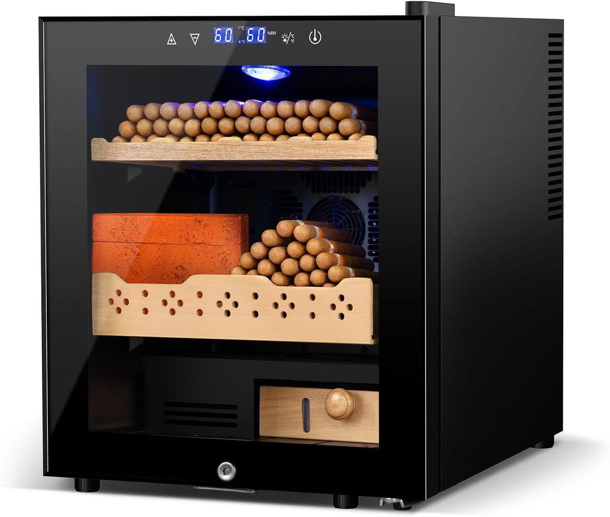 Electric Humidor for Cigars, 50L 300 Counts Large Capacity, Thermostatic Electric Cigar Cooler