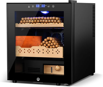Electric Humidor for Cigars, 50L 300 Counts Large Capacity, Thermostatic Electric Cigar Cooler
