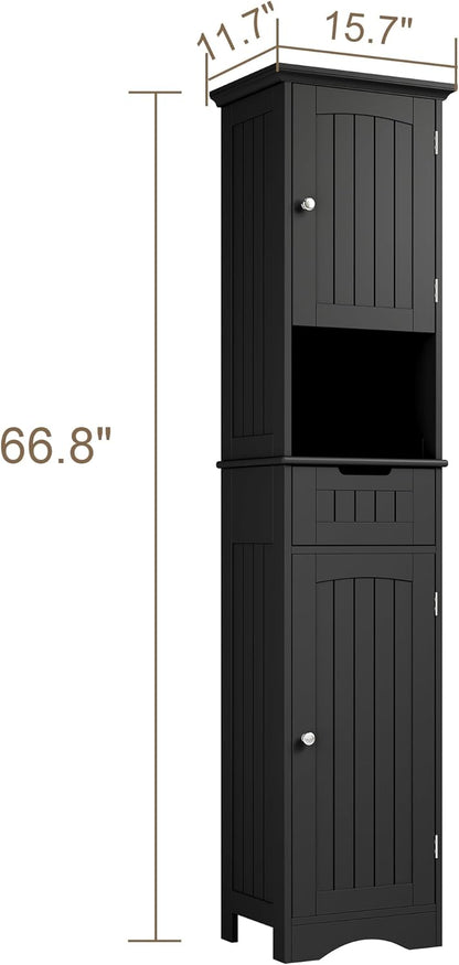 ChooChoo 67" Tall Bathroom Storage Cabinet Freestanding with Adjustable Shelves, Narrow Storage