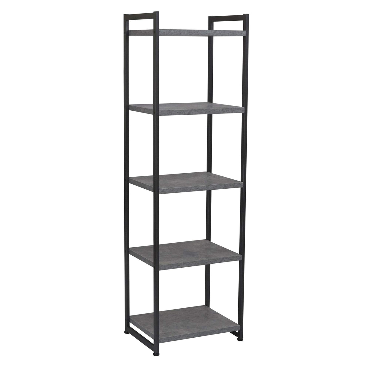 Household Essentials Slate Concrete & Iron Five-Shelf Tower Bookcase