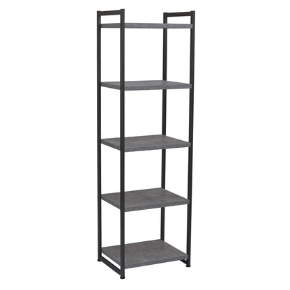 Household Essentials Slate Concrete & Iron Five-Shelf Tower Bookcase