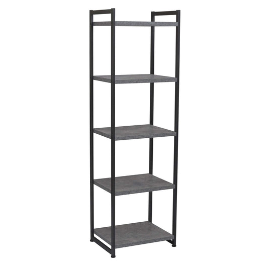 Household Essentials Slate Concrete & Iron Five-Shelf Tower Bookcase