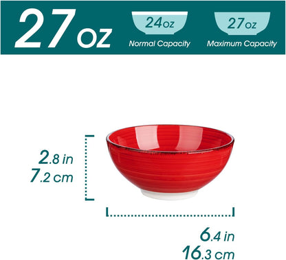 vancasso Bonita Cereal Bowls Set of 6-27 Oz Ceramic Soup Bowls, Microwave & Dishwasher Safe, 6 Inch