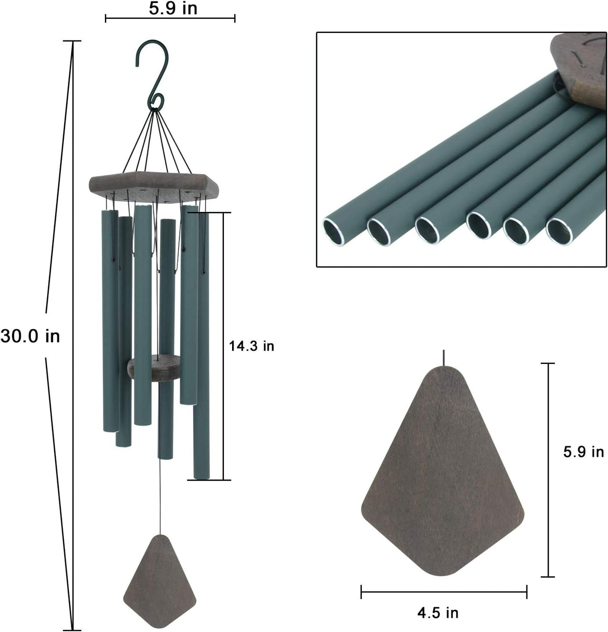 Large Wind Chimes for Outside, 30" Aluminium Wind Chime with Wind Catcher, Outdoor Garden Patio