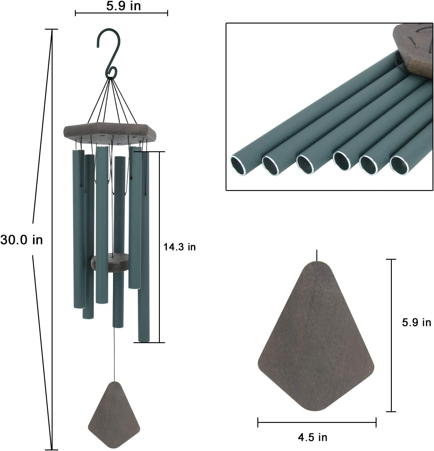 Large Wind Chimes for Outside, 30" Aluminium Wind Chime with Wind Catcher, Outdoor Garden Patio