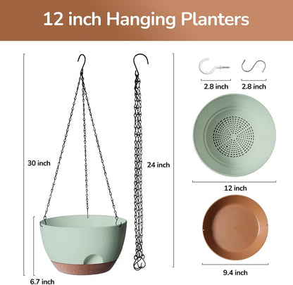 12 Inch Hanging Baskets for Plants Outdoor, Hanging Planters for Indoor Outdoor Plants, Hanging