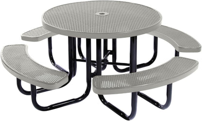 Heavy-Duty Portable Outdoor Picnic Table with Umbrella Hole, Punched Steel Commercial-Grade Patio
