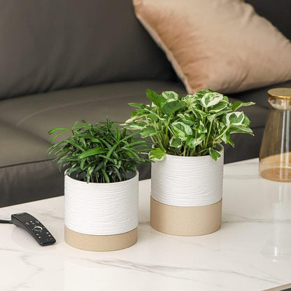 Nihow Self Watering Plant Pot: 6 Inch Ceramic Planter with Drainage Hole & Water Storage Plus for