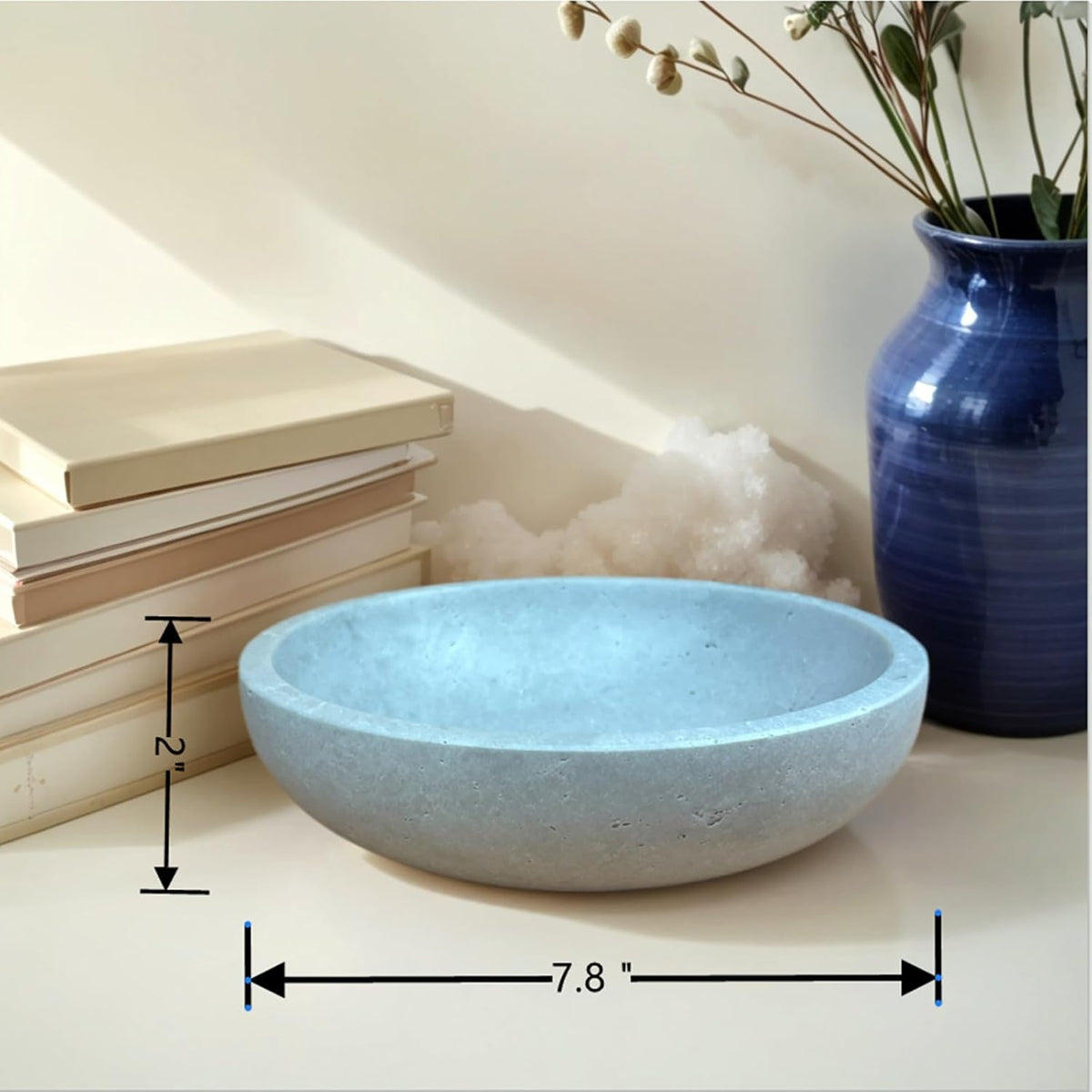 Travertine Decorative Bowls for Home Decor, Fruit Bowl for Kitchen Counter, Keys Bowl for Entryway