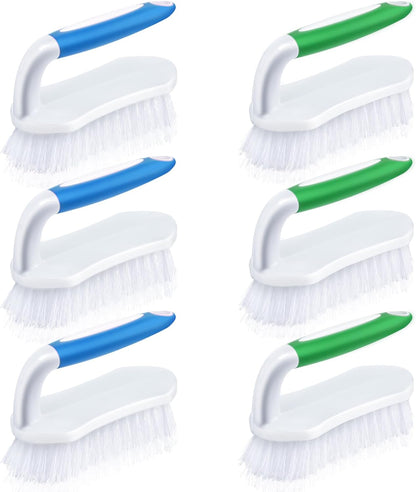 Lallisa 6 Pcs Scrub Brush for Cleaning with Handle Comfortable to Grip Heavy-Duty Flexible Stiff