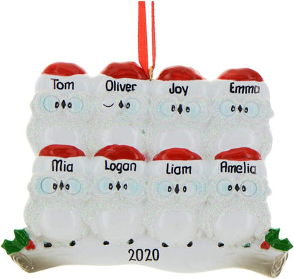3D Owl Family of 8 Christmas Ornament 2025 Personalized Family Christmas Ornaments 2025 | White