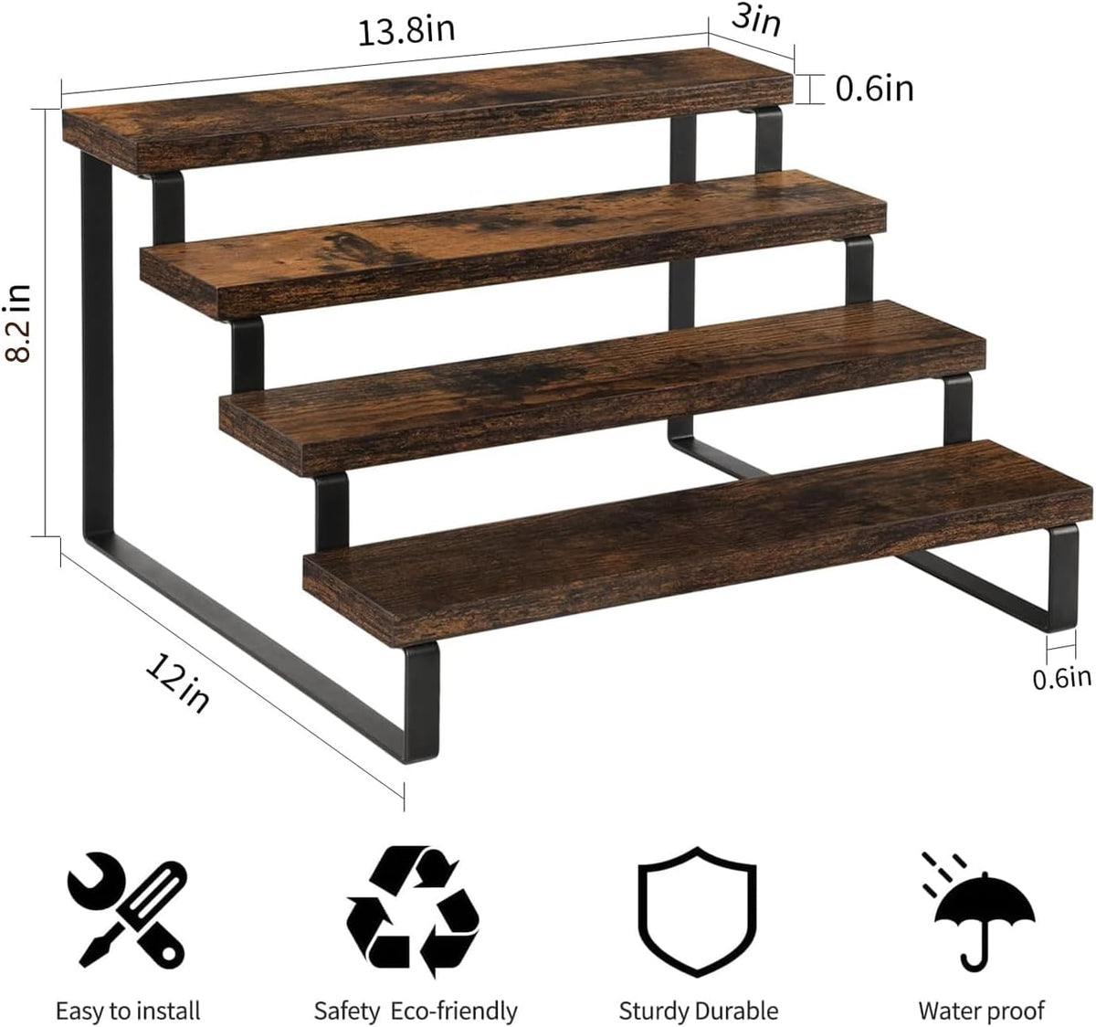 YINMIT Wooden Display Riser Stand, Tiered Perfume and Cologne Organizer Stand, 4 Tier Spice Rack