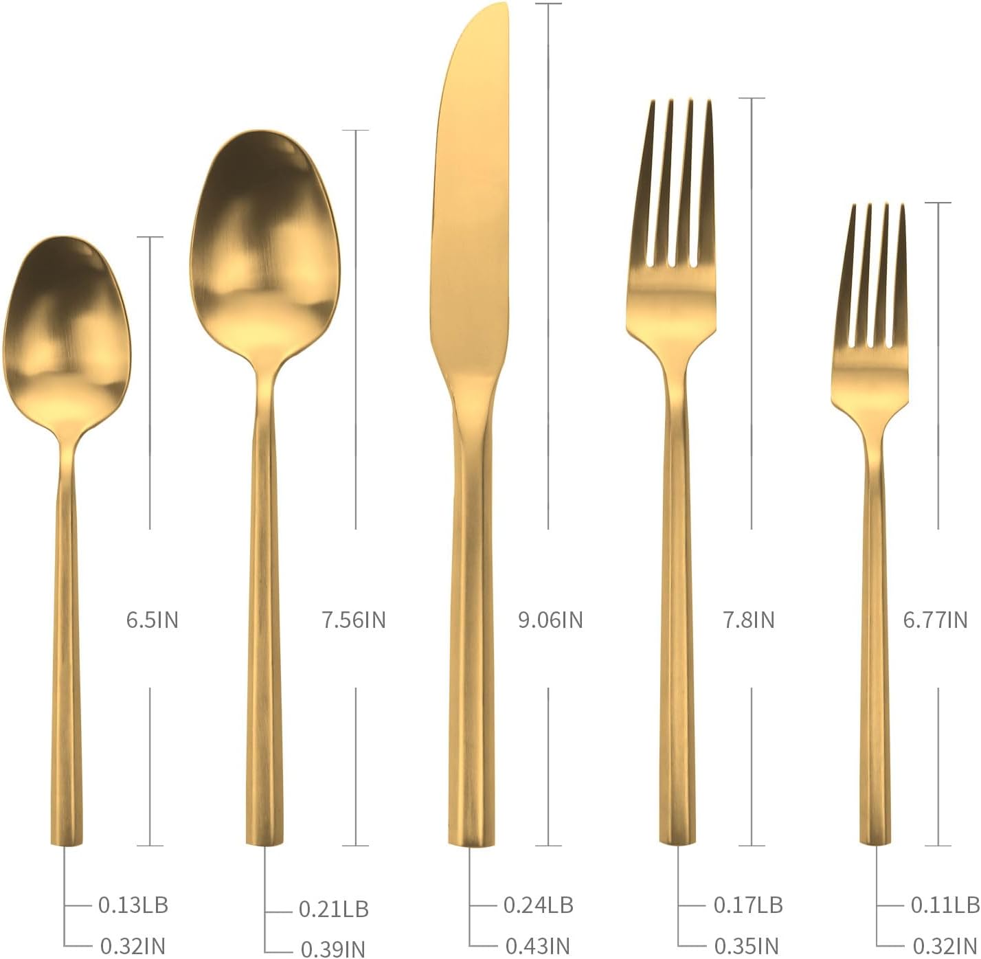 60-Piece Matte Gold Silverware Set, Hand Forged Utensil, Stainless Steel Flatware Set, Hexagon