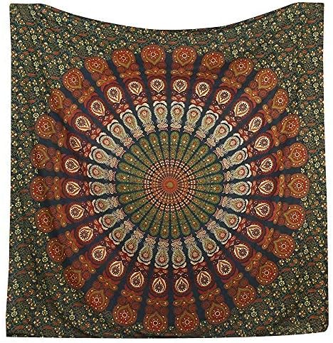 Bless International Handmade Indian hippie Bohemian Psychedelic Peacock Mandala Wall hanging