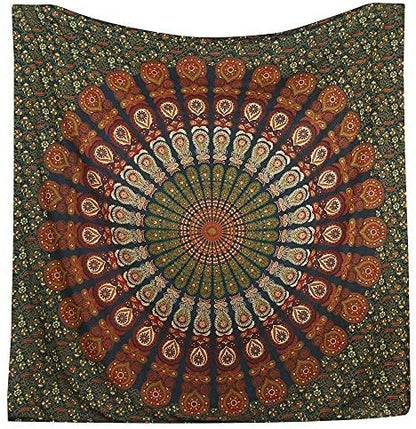 Bless International Handmade Indian hippie Bohemian Psychedelic Peacock Mandala Wall hanging
