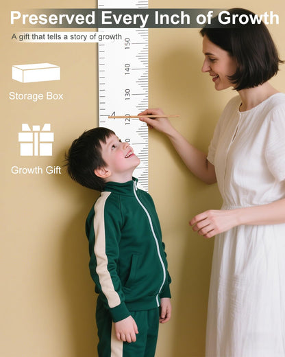 6.5FT Growth Chart for Kids with Wooden Keepsake Box - Children Height Measurement Kit Includes