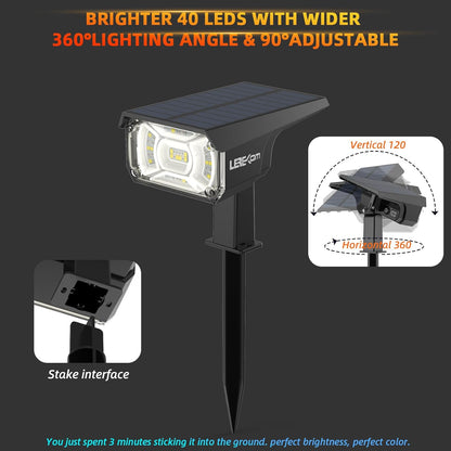 Solar Outdoor,40 LEDs Color Changing RGB Solar Landscape Path Lights,USB & Solar Powered