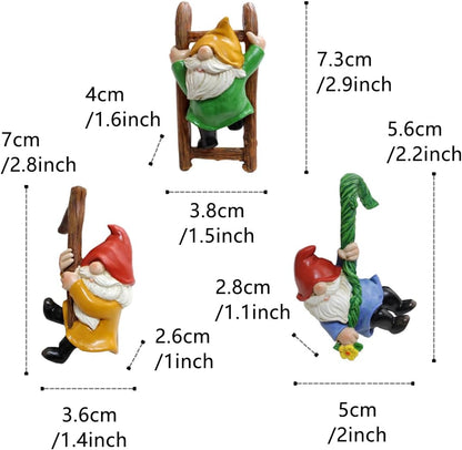3 PCS Climbing Gnomes Tree Faces Decor Outdoor for Yard, Gnomes Statue, Outdoor Fairy Garden Resin