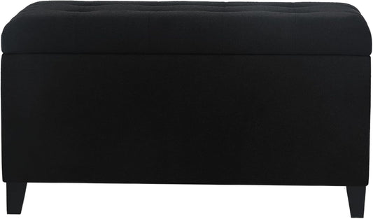 Asense Storage Ottoman Bench, Tufted Fabric Upholstered End of Bed Bench with Safety Hinge Wooden