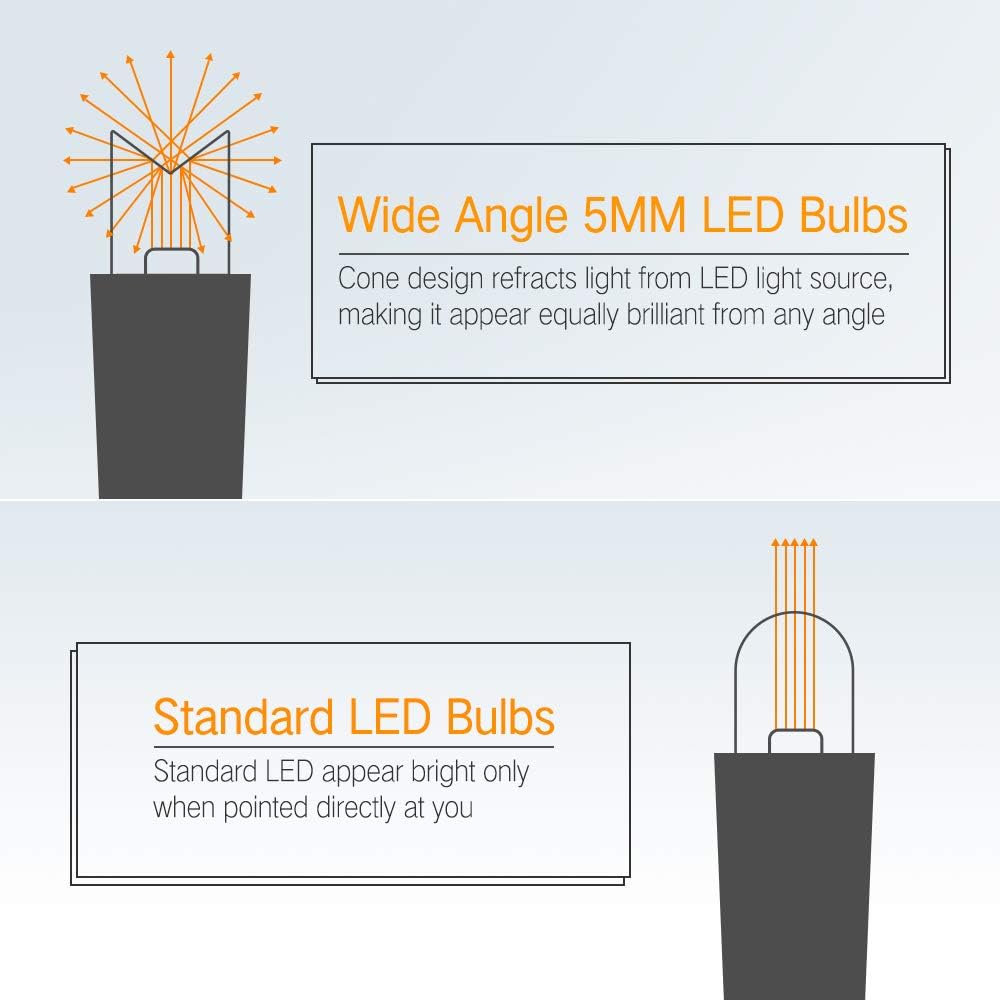 Brizled Orange Halloween Lights, 33ft 100 LED 5mm Wide Angle Orange Halloween String Lights, 120V