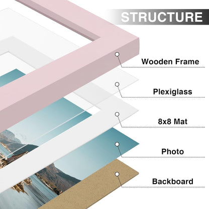 Vittanly 12x12 Picture Frame Set of 9 - Display 8x8 Photos with Mat or 12x12 Without Mat, Wall