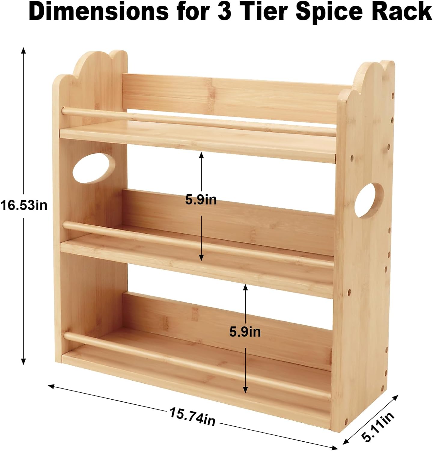 3 Tier Bamboo Spice Rack, Spice Rack Organizer, Seasoning Jars Rack Shelf Spice Organizer for