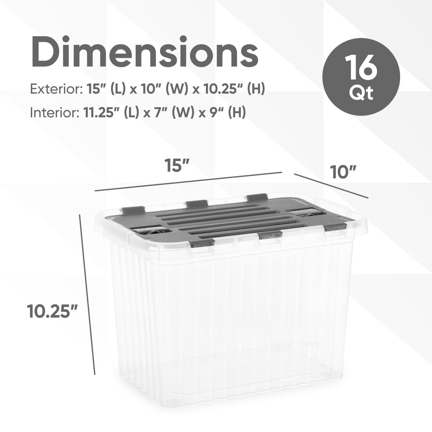 Superio Storage Box with Hinged Lids, Plastic Container Bins for Organizing with Attached Lid