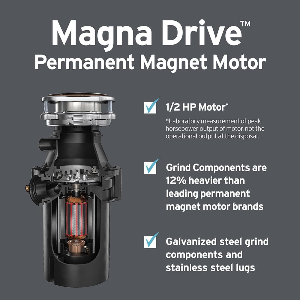 InSinkErator Essentials ES50 Kitchen Garbage Disposal with Power Cord, 1/2 HP Motor Continuous Feed