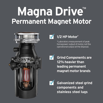 InSinkErator Essentials ES50 Kitchen Garbage Disposal with Power Cord, 1/2 HP Motor Continuous Feed