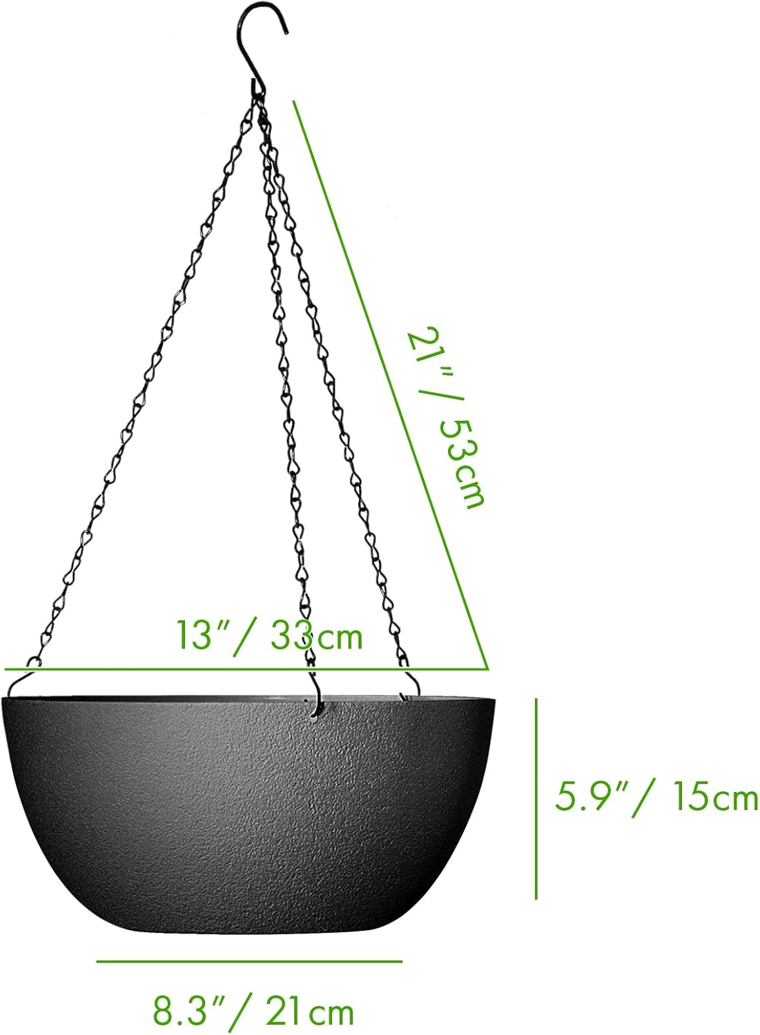WOUSIWER 13 inch 2Pack Large Hanging Planters for Outdoor Indoor Plants with Drainage Holes and