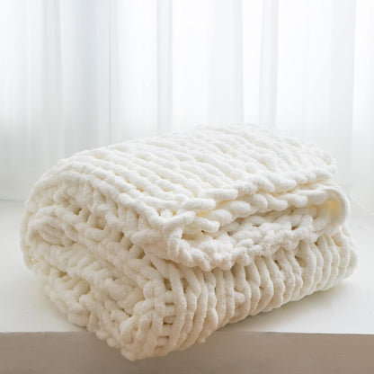 WESHIONGOO Chunky Knit Throw Blanket 50"×60" Knitted Throw Blankets for Couch Bed Fluffy Soft