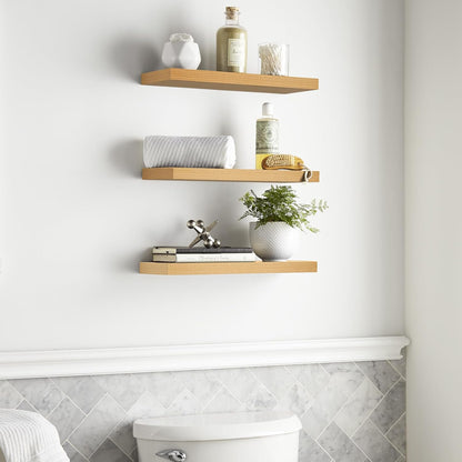 BAYKA Floating Shelves for Wall, Wall Mounted Rustic Wood Shelves for Bathroom, Bedroom, Living
