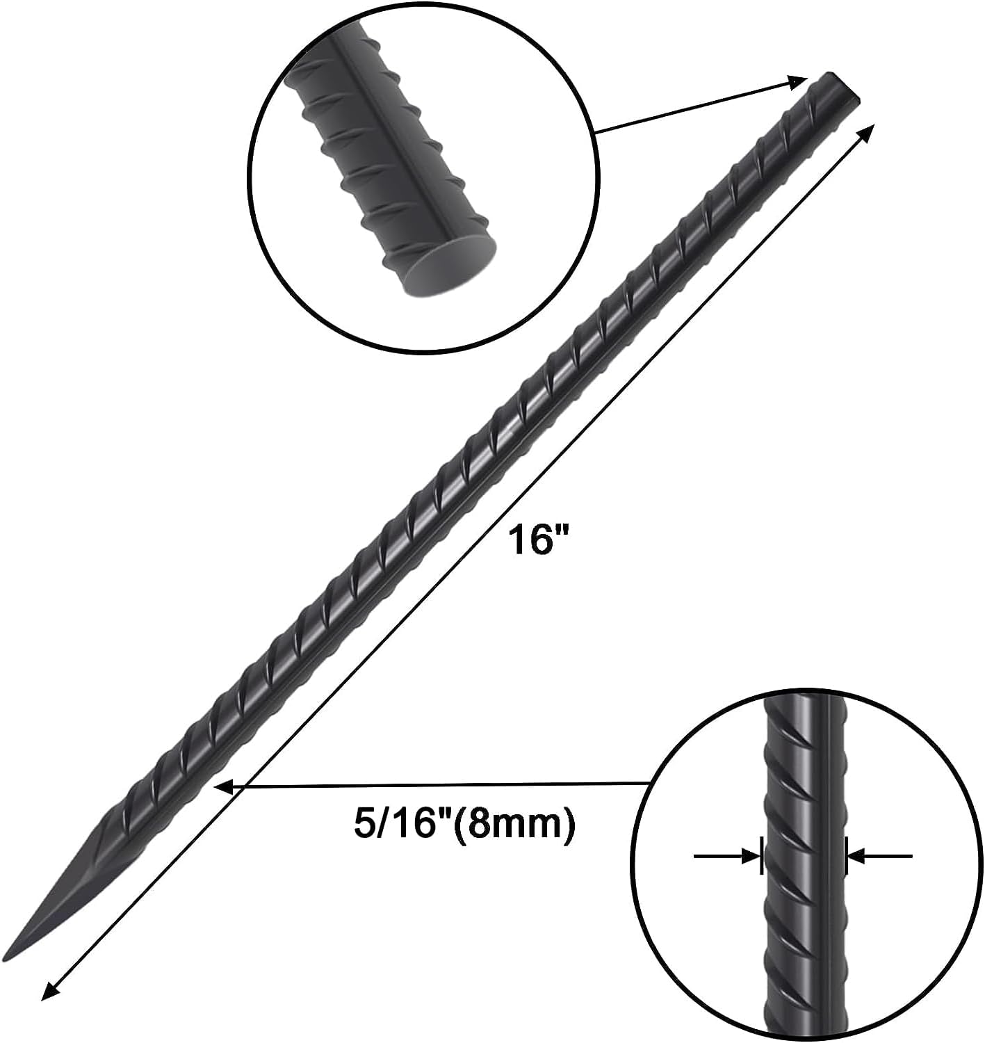 VVOKGO Rebar Stakes 16 Inches Ground Concrete Form Stakes (24pcs), Straight Metal Spikes Heavy Duty