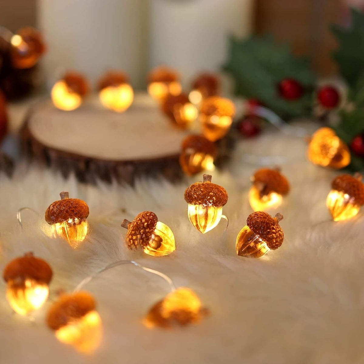 Decorative Fairy Acorn String Lights Thanksgiving Decoration Autumn Garland Cute Novelty Lights 30