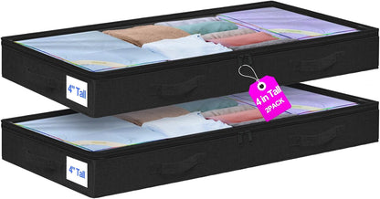 punemi Under Bed Storage Containers, Below 4 Inches Tall Low Profile Foldable Under Bed Storage,No