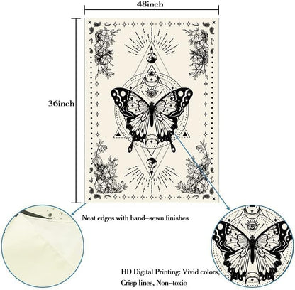 Lunerfex Boho Butterfly Tapestry Small Tapestry Tarot Tapestries Moon Phase Aesthetic Tapestries