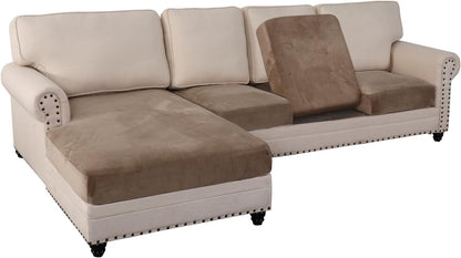 PrinceDeco Sectional Couch Covers 4 Pieces Couch Covers for Sofa Velvet Separate Couch Cover L