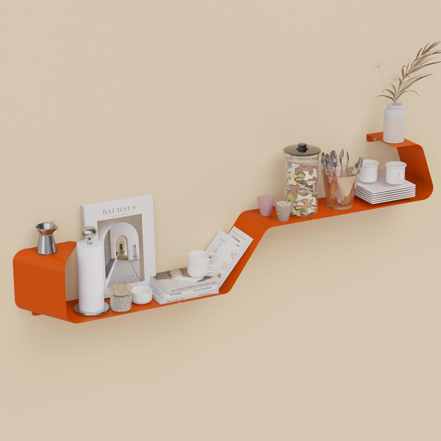 Floating Shelves, Wall Shelf, Set of 3 Wall Mounted Metal Shelves with Unique Design for Wall