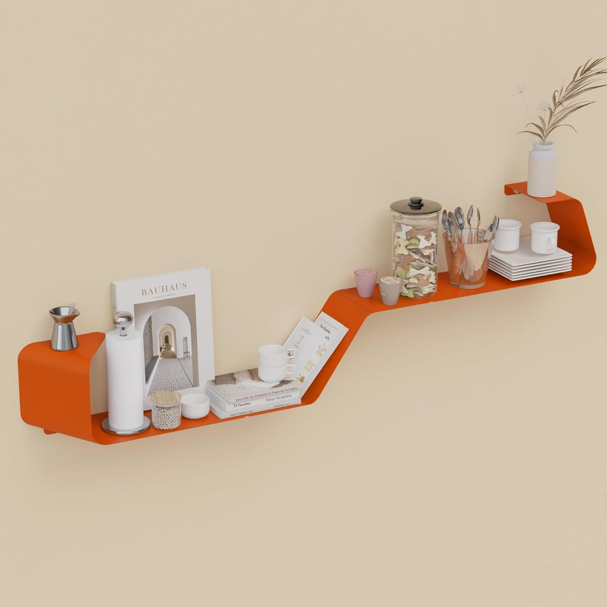 Floating Shelves, Wall Shelf, Set of 3 Wall Mounted Metal Shelves with Unique Design for Wall