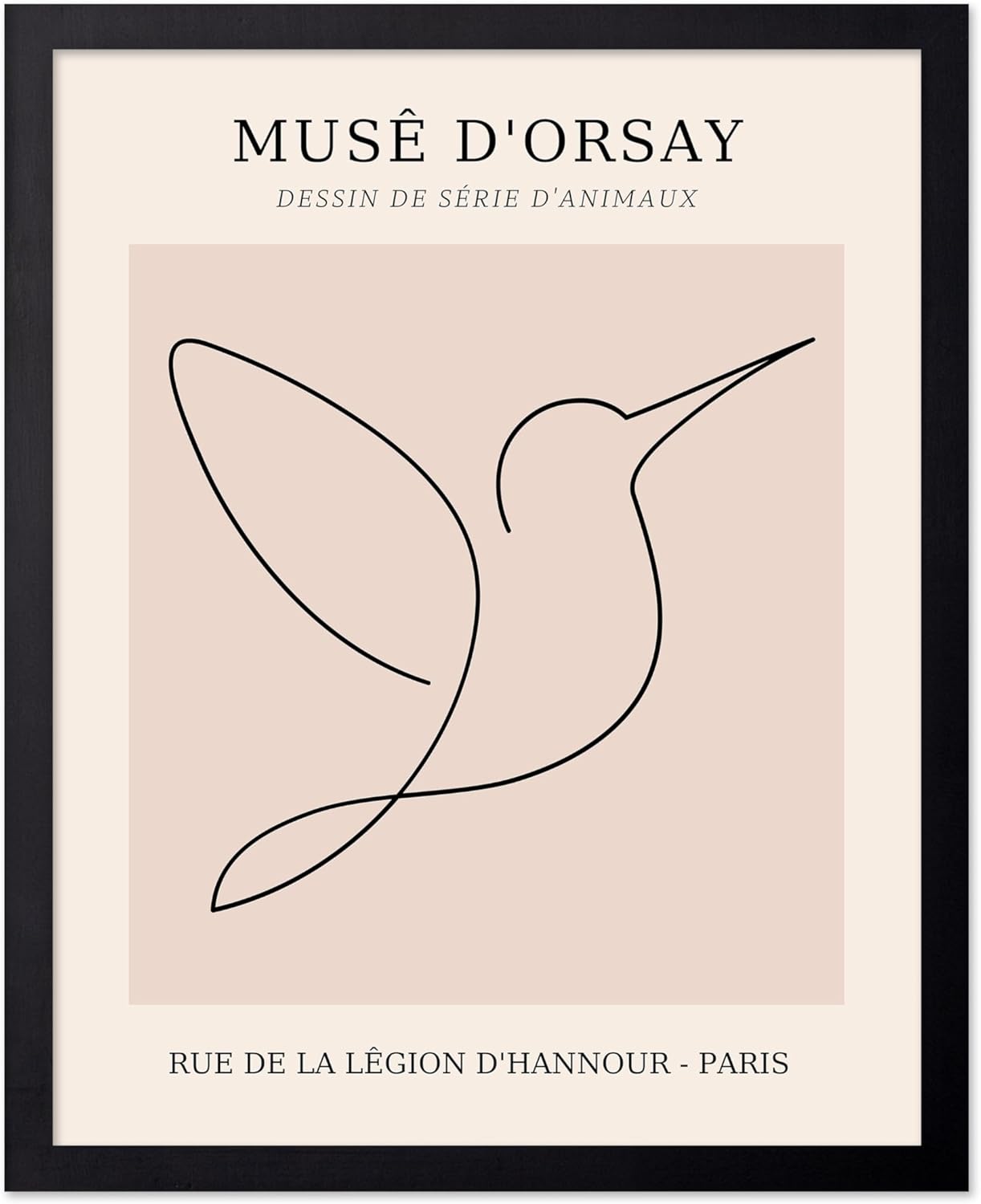 Poster Master Vintage Poster - Retro One Line Hummingbird Drawing Print - Bird Line Art - Minimal