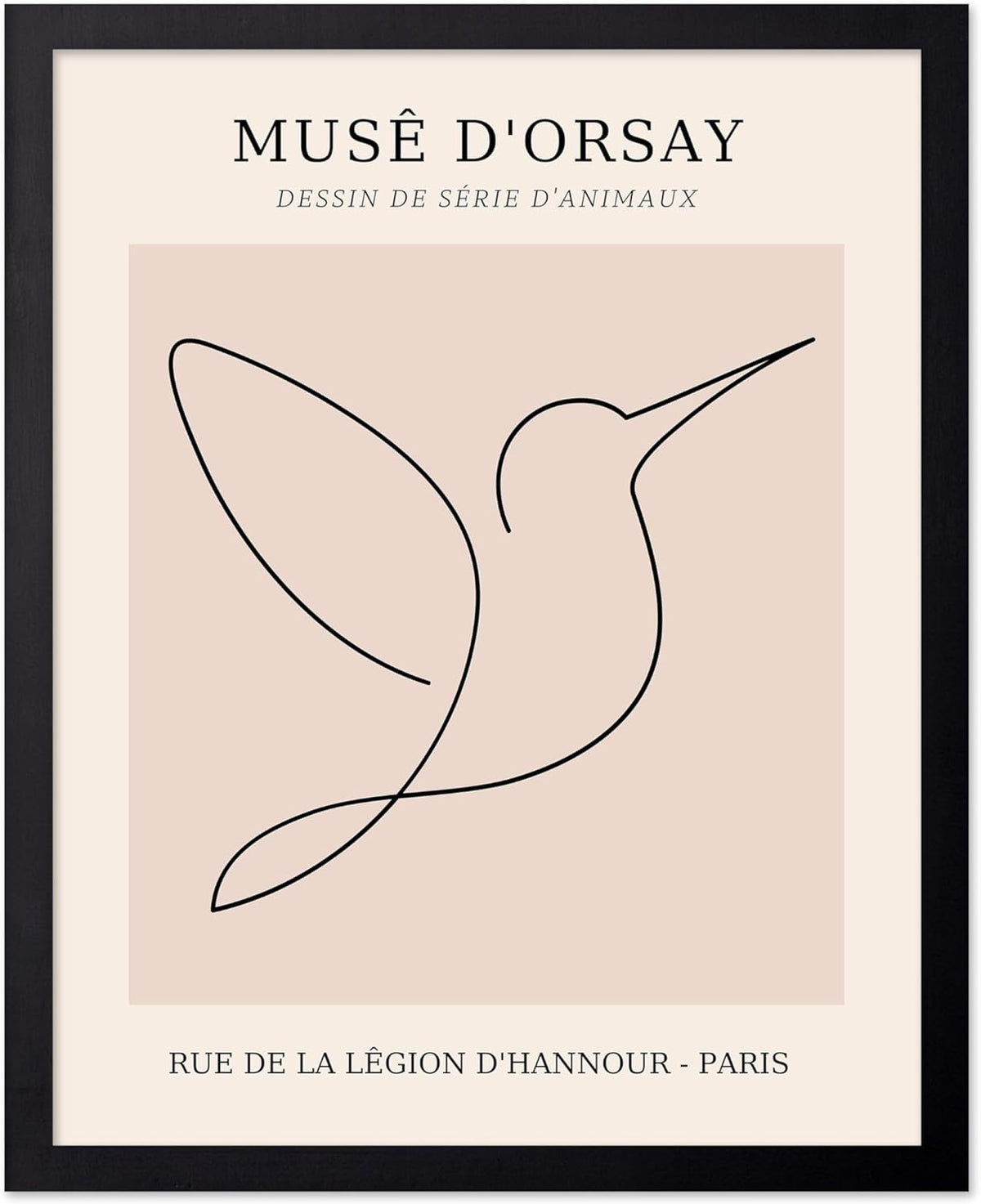 Poster Master Vintage Poster - Retro One Line Hummingbird Drawing Print - Bird Line Art - Minimal