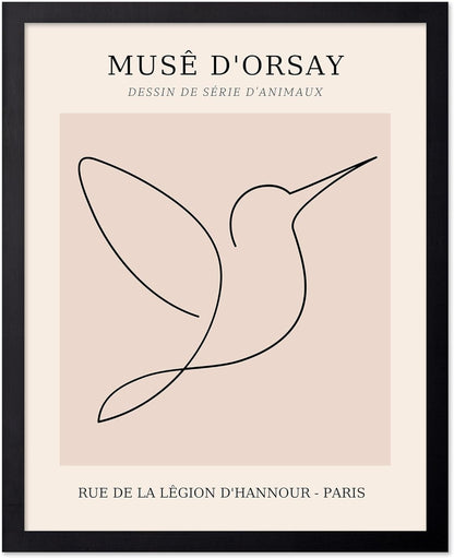 Poster Master Vintage Poster - Retro One Line Hummingbird Drawing Print - Bird Line Art - Minimal
