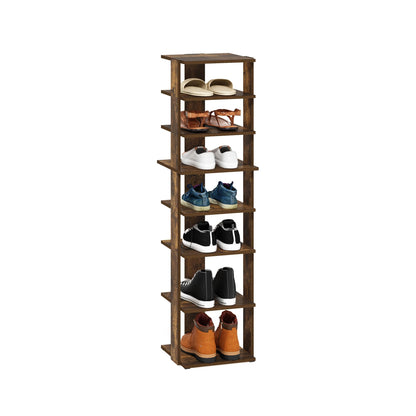 Furinno Compact Vertical Shoe Rack, 8-Tier Narrow Shoe Organizer, Free Standing Shoe Storage, Shoe