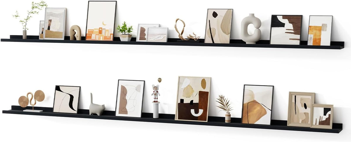Floating Picture Ledge Shelves for Wall Set of 2, 95 Inches Picture Ledge Shelf with Long Large