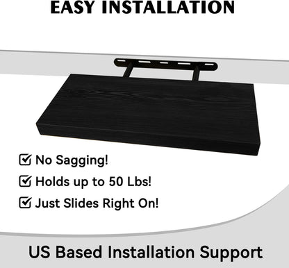 BGMG Wood Floating Shelves 18 inch,Black Floating Shelves,Solid Wood Wall Shelves for Bathroom