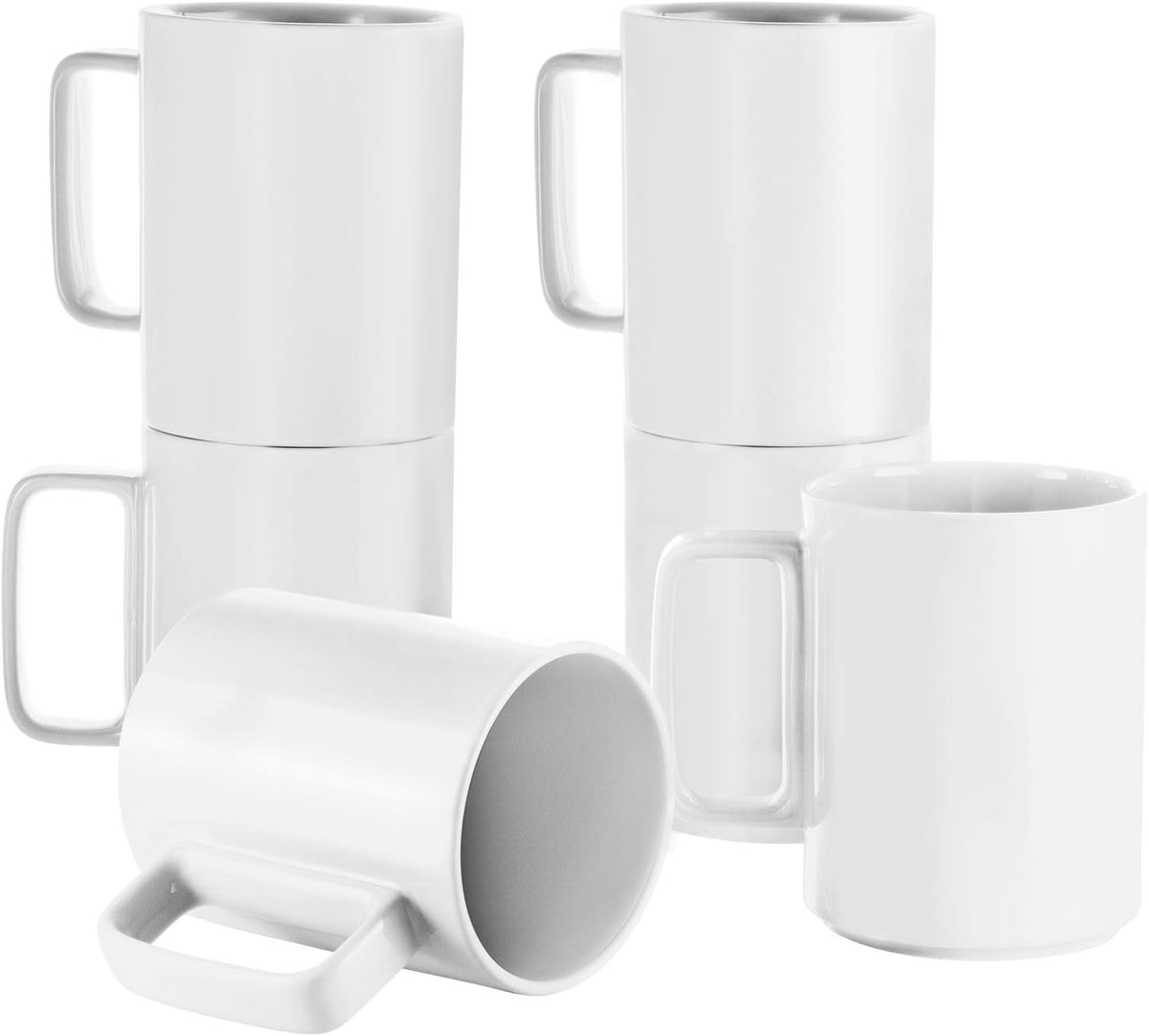 E-liu Porcelain Tea Mugs Coffee Mug Set, Large 15 Ounces Cups for Coffee, Tea, Cocoa, and Mulled