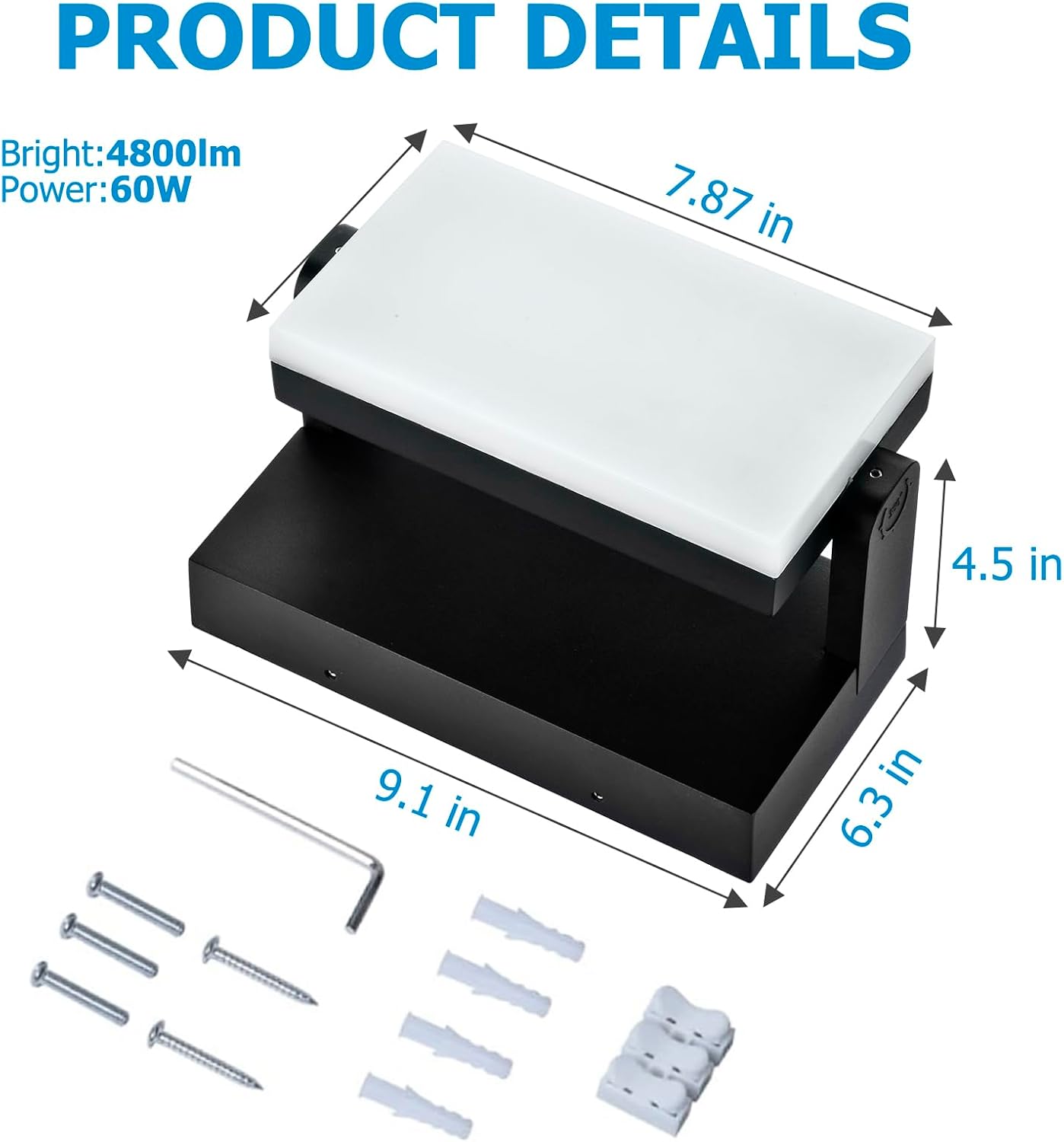 3CCT LED Outdoor Wall Lights, 4800LM, 360° Adjustable, 3 Color Modes, IP66 Waterproof, Security
