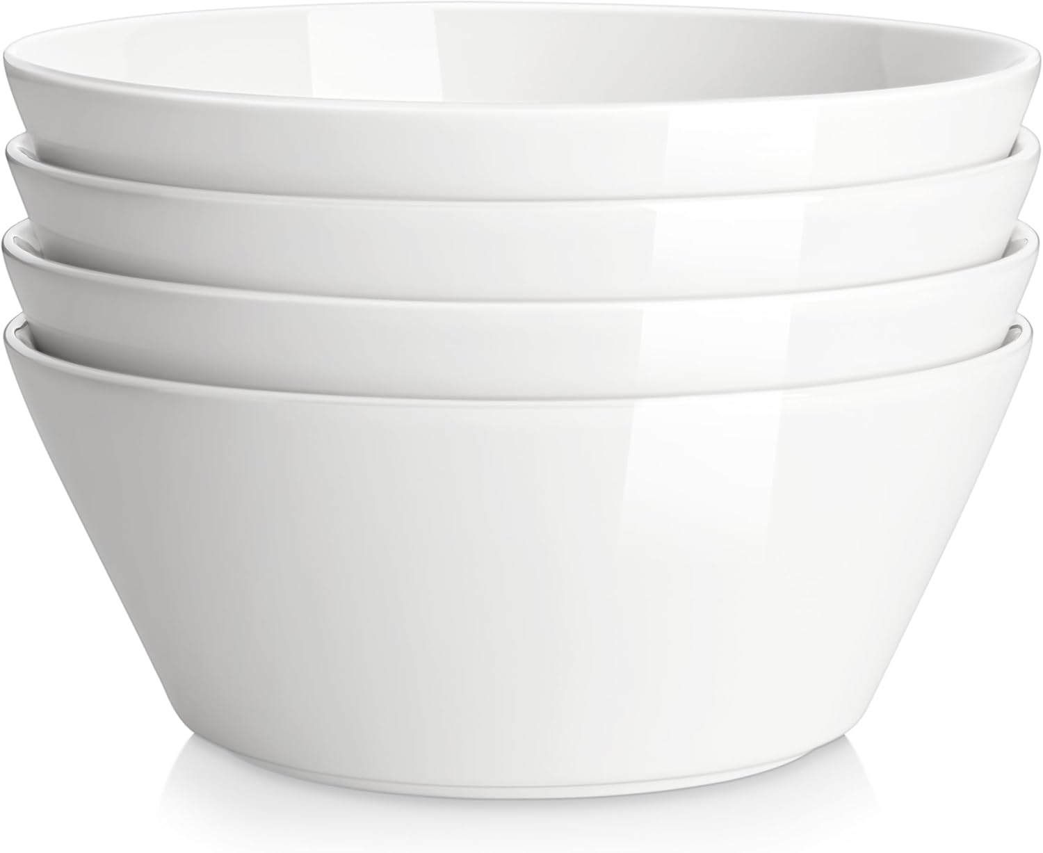 MALACASA Large Salad & Soup Bowls - Set of 4, 60 OZ Porcelain White Bowls for Ramen, Pasta, Pho